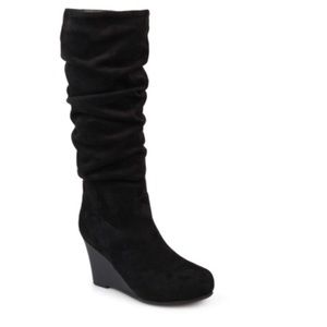 wide calf slouchy suede boots